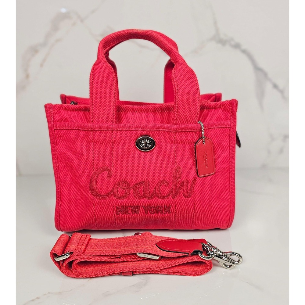 Coach Canvas Tote Bag Red New York Logo Crossbody Shoulder Purse‎